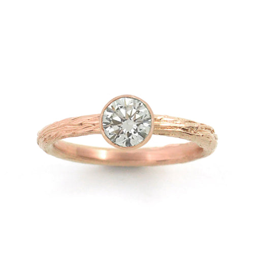 Gold Diamond Twig Ring - your choice of 6mm stone & gold