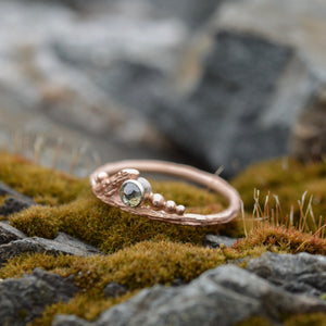 Gold Enchanted Rustic Diamond Twig Ring - your choice of gold - Wedding Ring  14K Rose Gold / Rustic Diamond  18K Palladium White Gold / Rustic Diamond 3157 - handmade by Beth Millner Jewelry