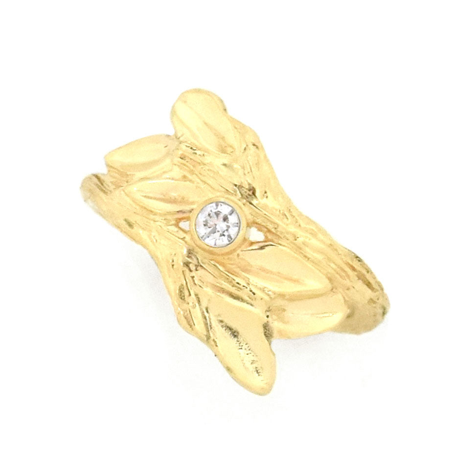 Gold Entwined Branches Twig Ring - your choice of gold & stone - Wedding Ring 18K Palladium White Gold / Recycled Diamond 18K Palladium White Gold / Sapphire 3934 - handmade by Beth Millner Jewelry