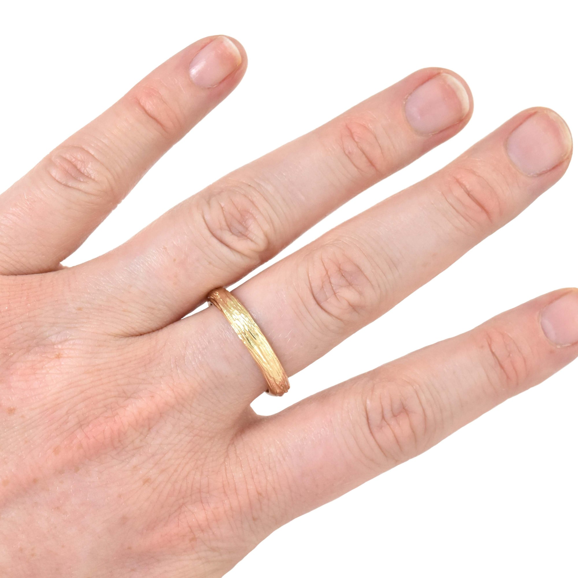 Gold Half Round Timber Ring - your choice of gold - Wedding Ring  18K Palladium White Gold  14K Rose Gold 3921 - handmade by Beth Millner Jewelry