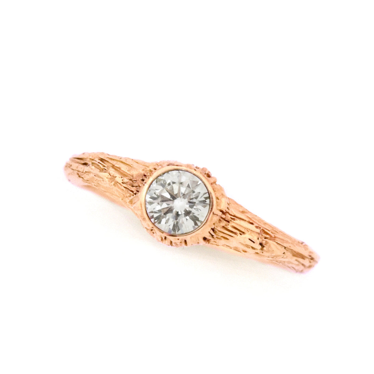 Gold Heartwood Diamond Ring - your choice of 5mm stone & gold - Wedding Ring Recycled Diamond / 14K Rose Gold Conflict Free Diamond / 14K Rose Gold 6324 - handmade by Beth Millner Jewelry