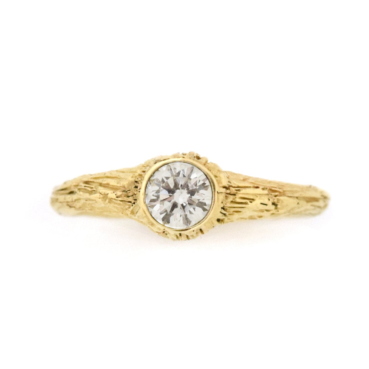 Gold Heartwood Diamond Ring - your choice of 5mm stone & gold - Wedding Ring Recycled Diamond / 14K Yellow Gold Conflict Free Diamond / 14K Yellow Gold 6325 - handmade by Beth Millner Jewelry