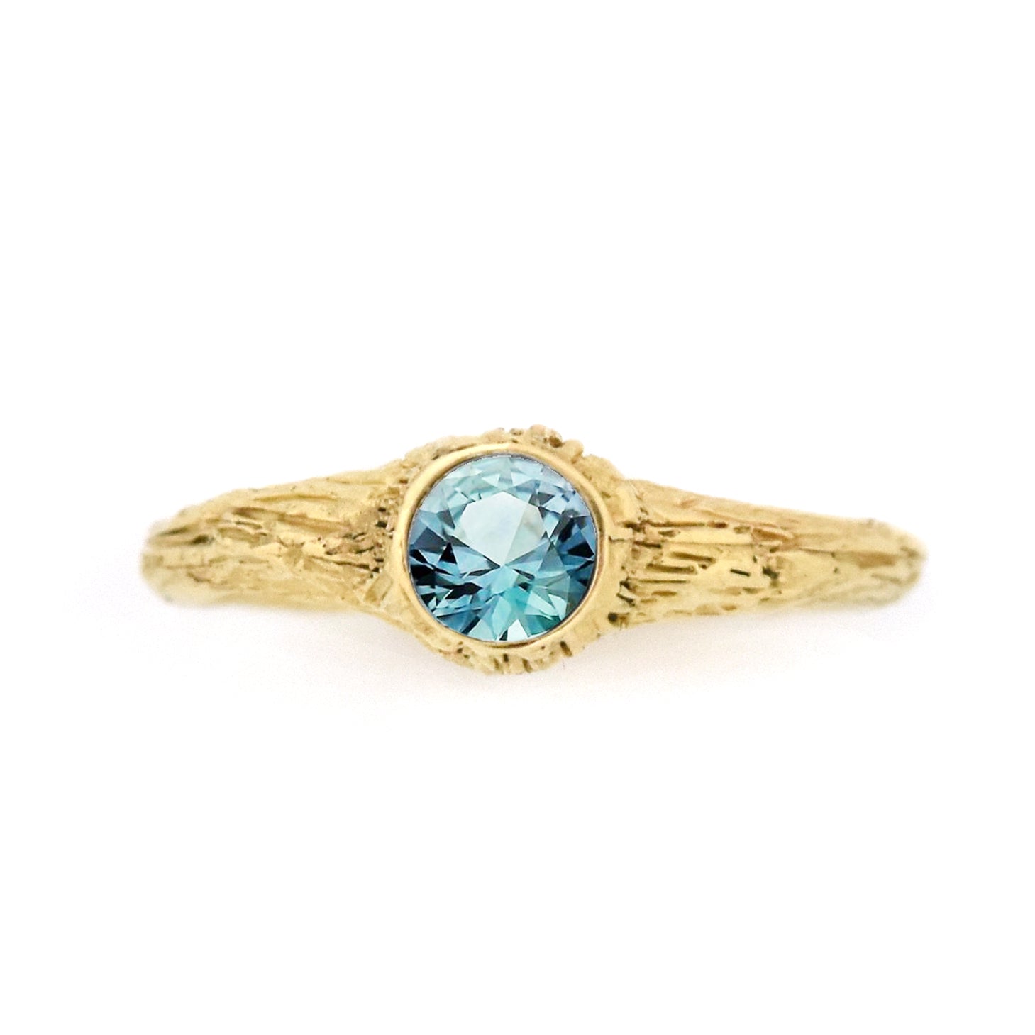 Gold Heartwood Diamond Ring - your choice of 5mm stone & gold - Wedding Ring Montana Sapphire / 18K Palladium White Gold Montana Sapphire / 14K Rose Gold 6329 - handmade by Beth Millner Jewelry