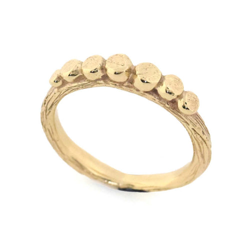 Gold Pebble Twig Ring - your choice of gold & optional diamonds