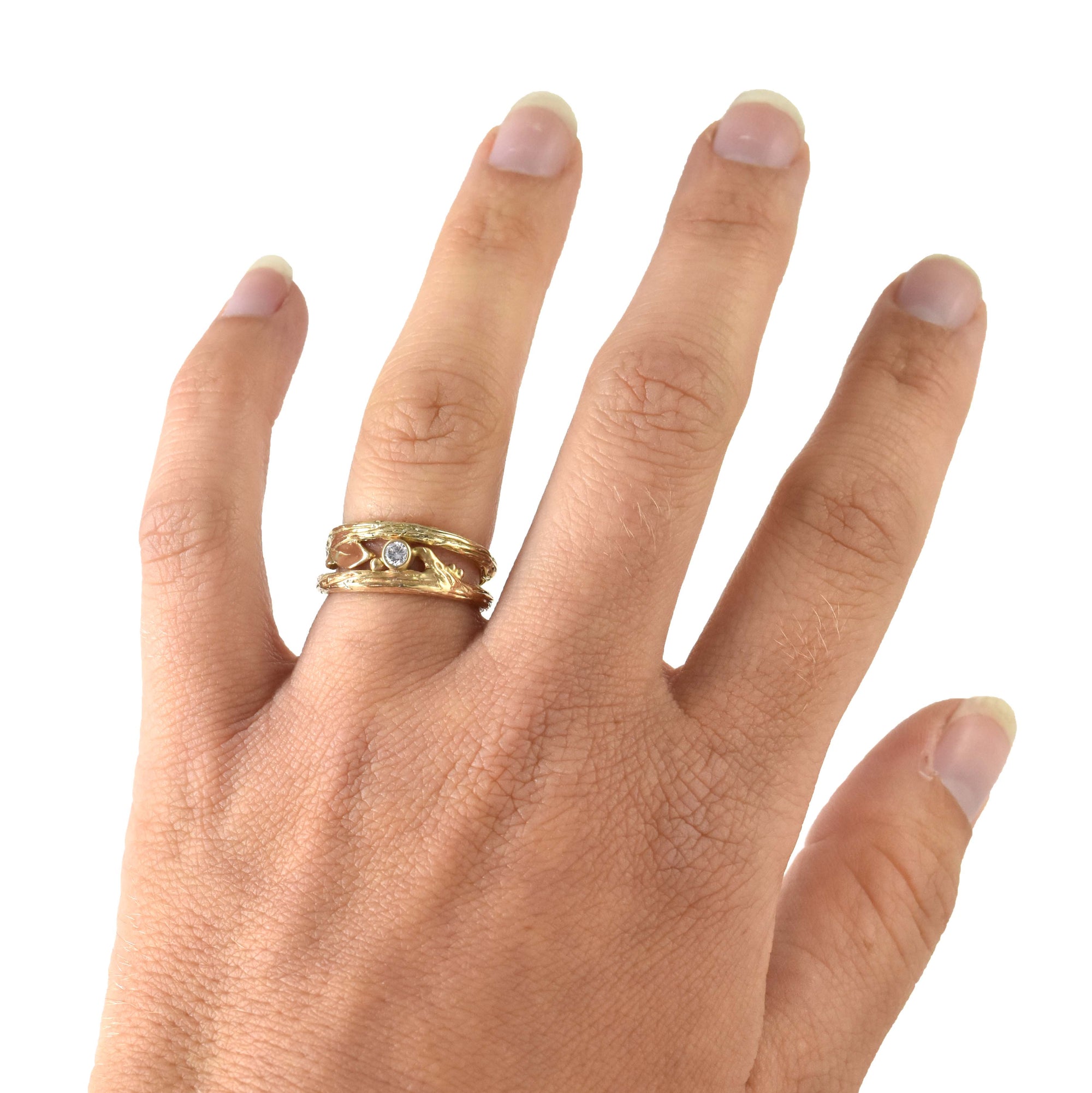 Gold Summer Twig Ring - your choice of gold - Wedding Ring  14K Yellow Gold  18K Palladium White Gold 3907 - handmade by Beth Millner Jewelry