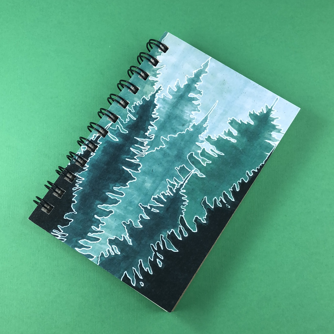 Green Conifer Forest Hemp Sketchbook - Tree Planted with Purchase - Artisan Goods   5509 - handmade by Beth Millner Jewelry