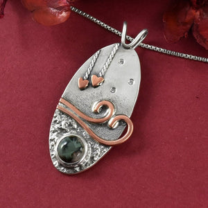 Greenstone Heartstrings Wonderland Pendant No. 2 - Mixed Metal Pendant   6791 - handmade by Beth Millner Jewelry