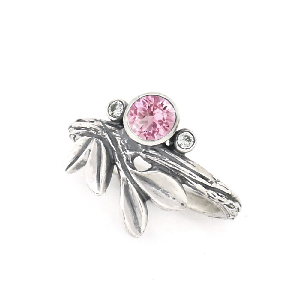 Silver Growing Love Birthstone Ring - your choice of 5mm stone - Ring October - California Pink Tourmaline January - Idaho Garnet 6757 - handmade by Beth Millner Jewelry