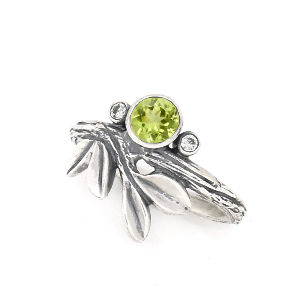 Silver Growing Love Birthstone Ring - your choice of 5mm stone - Ring August - Arizona Peridot December - Sky Blue Topaz 6755 - handmade by Beth Millner Jewelry
