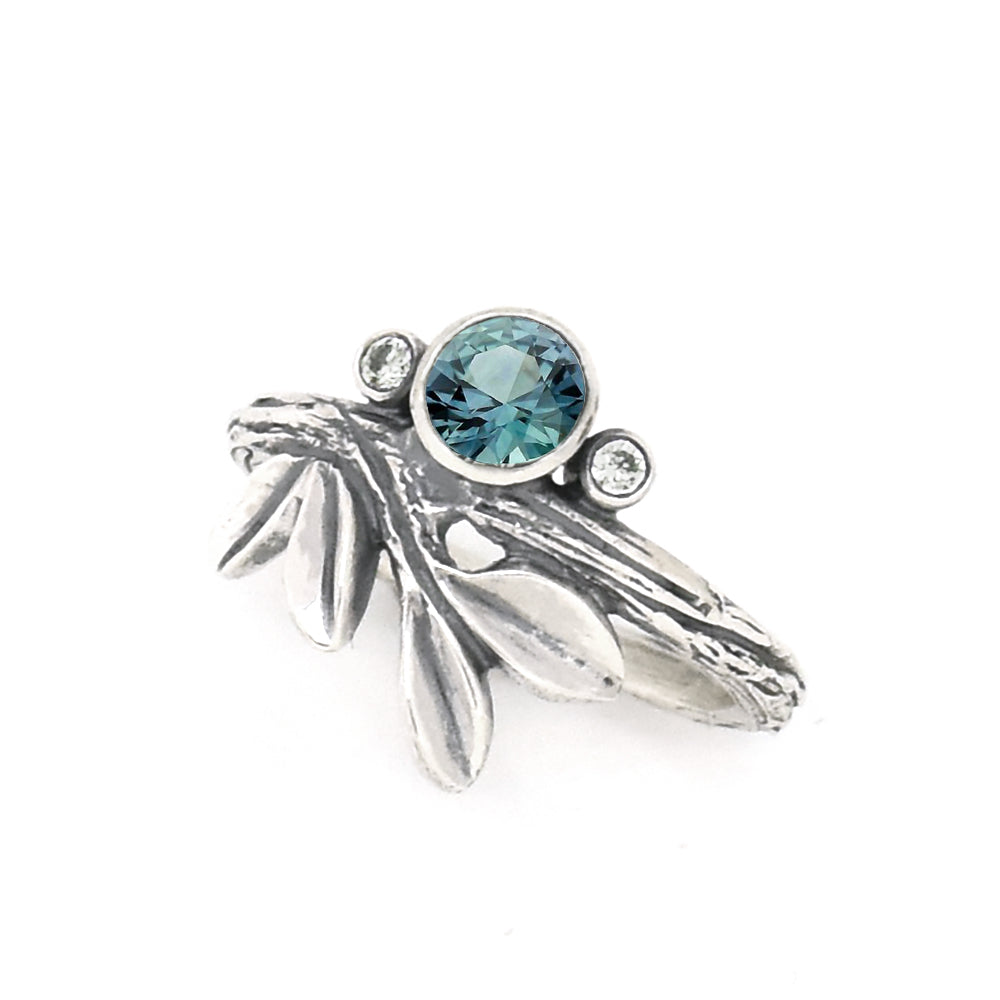 Silver Growing Love Birthstone Ring - your choice of 5mm stone - Ring September - Montana Sapphire December - Sky Blue Topaz 6756 - handmade by Beth Millner Jewelry