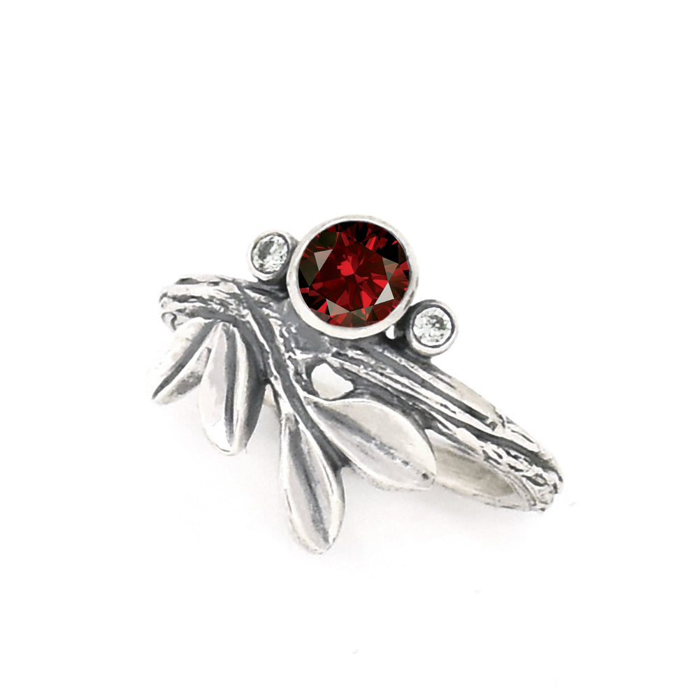 Silver Growing Love Birthstone Ring - your choice of 5mm stone - Ring January - Idaho Garnet November - Madeira Citrine 6748 - handmade by Beth Millner Jewelry