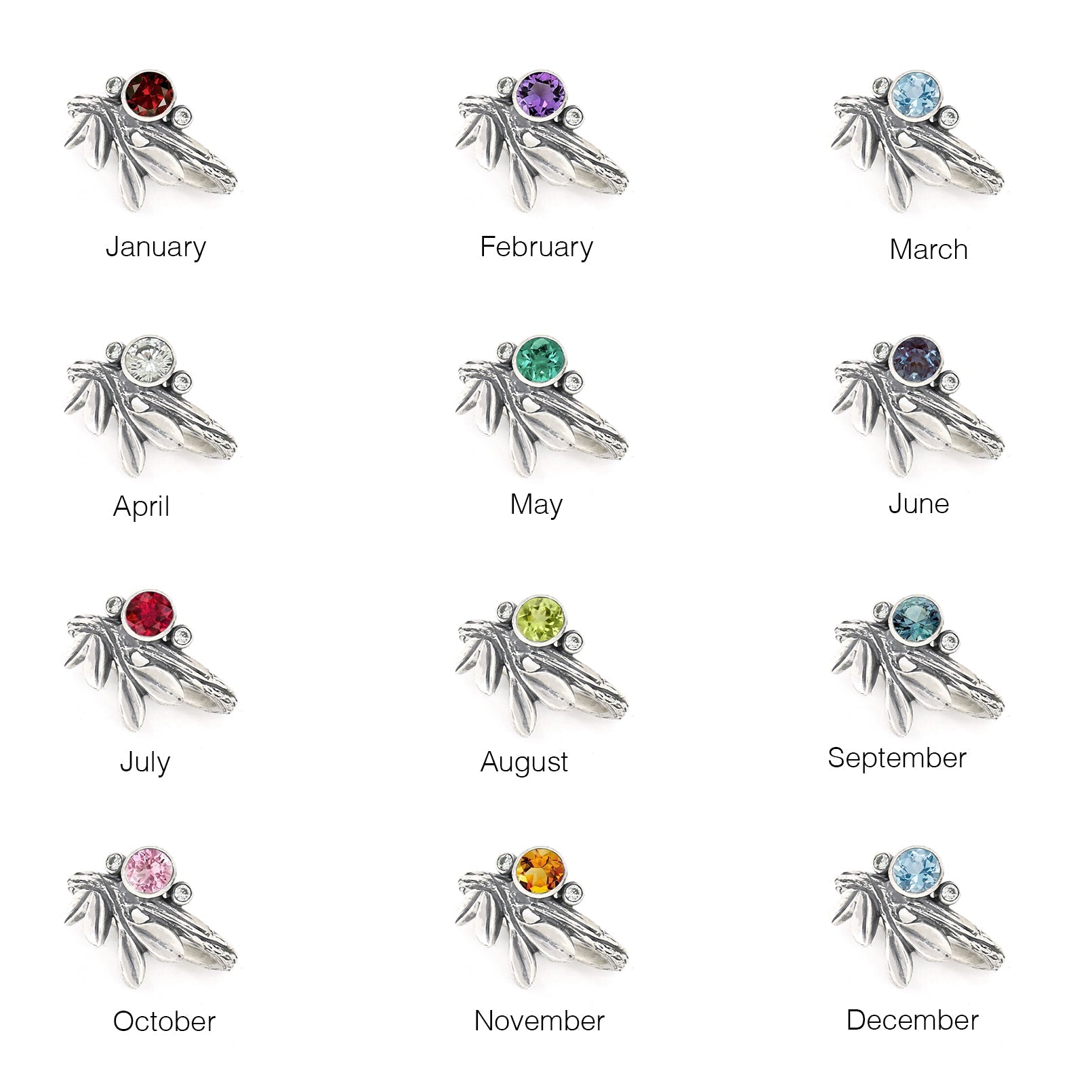 Silver Growing Love Birthstone Ring - your choice of 5mm stone - Ring February - Montana Amethyst January - Idaho Garnet 6749 - handmade by Beth Millner Jewelry
