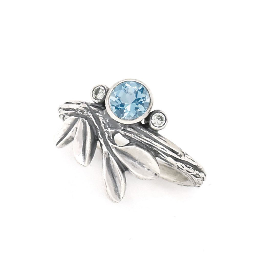Silver Growing Love Birthstone Ring - your choice of 5mm stone - Ring December - Sky Blue Topaz January - Idaho Garnet 6759 - handmade by Beth Millner Jewelry