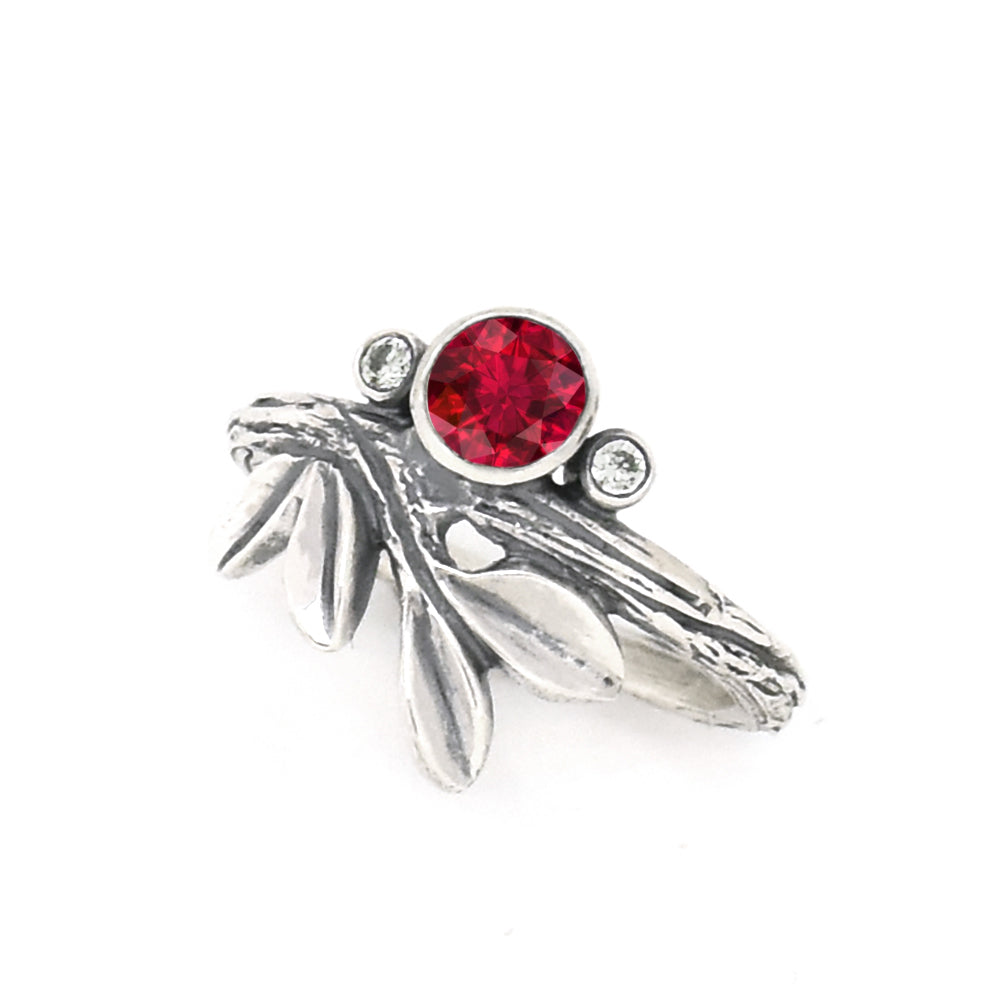 Silver Growing Love Birthstone Ring - your choice of 5mm stone - Ring July - Lab Created Ruby October - California Pink Tourmaline 6754 - handmade by Beth Millner Jewelry