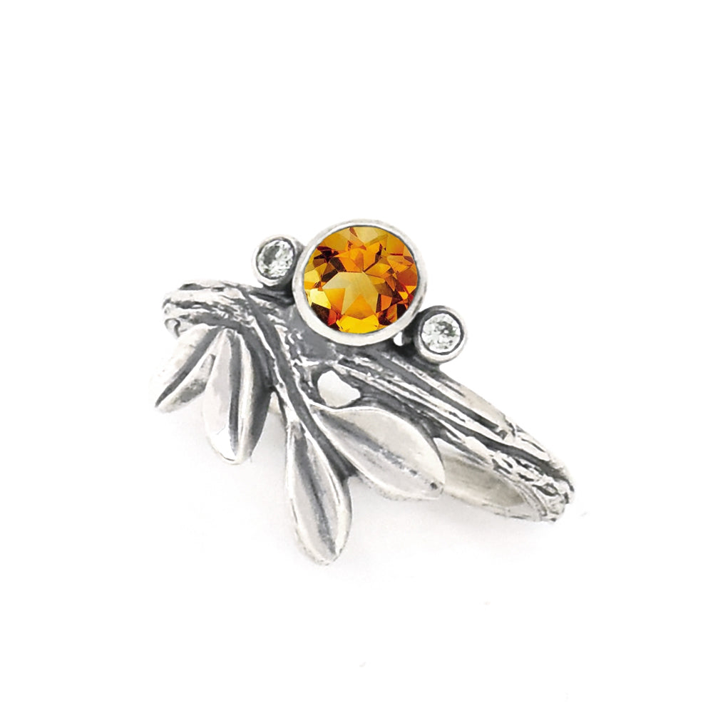 Silver Growing Love Birthstone Ring - your choice of 5mm stone - Ring November - Madeira Citrine January - Idaho Garnet 6758 - handmade by Beth Millner Jewelry