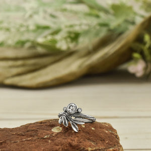 Silver Growing Love Diamond Twig Ring - your choice of 5mm stone - Wedding Ring  Recycled Diamond  Conflict Free Diamond 6166 - handmade by Beth Millner Jewelry