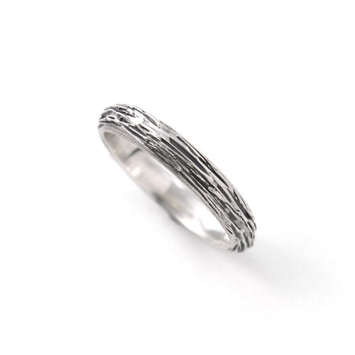 Silver Half Round Timber Ring