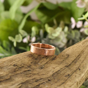 Gold Hammered Ring - your choice of gold - Wedding Ring  6mm / 14K Rose Gold  6mm / 14K Palladium White Gold 3711 - handmade by Beth Millner Jewelry