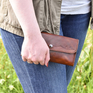 Handcrafted Leather Clutch Wallet - Tree Planted with Purchase - Artisan Goods   4167 - handmade by Beth Millner Jewelry