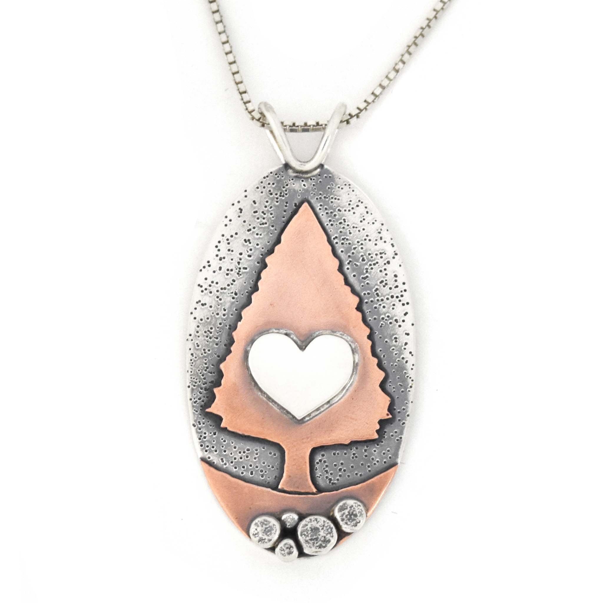 Heartwood Pendant - with optional diamonds - Mixed Metal Pendant No Diamond 1 Diamonds 5683 - handmade by Beth Millner Jewelry