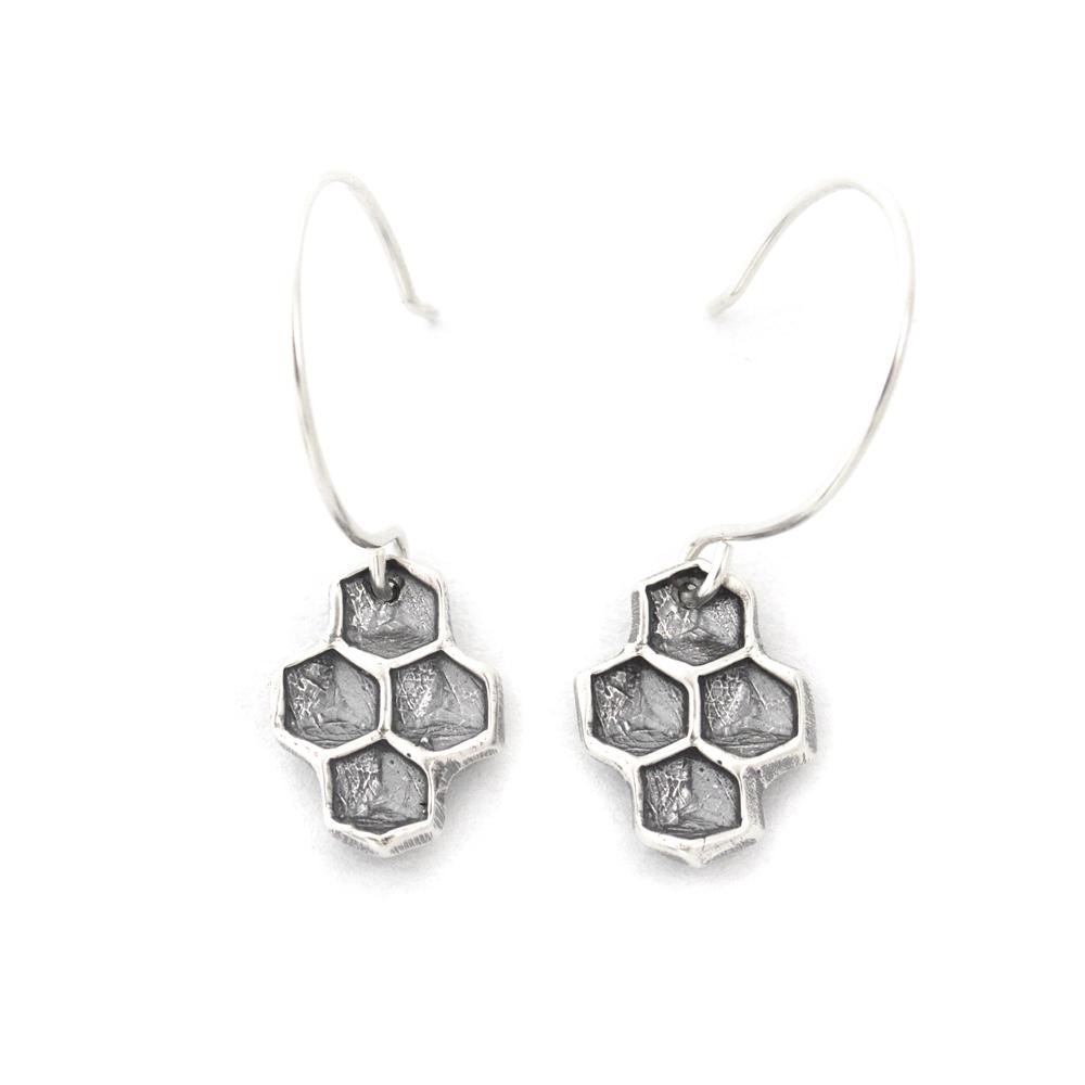 Honeycomb Cluster Earrings - Silver Earrings   2607 - handmade by Beth Millner Jewelry