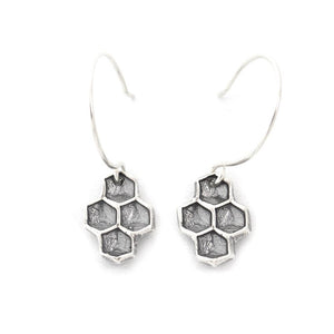 Honeycomb Cluster Earrings - Silver Earrings   2607 - handmade by Beth Millner Jewelry