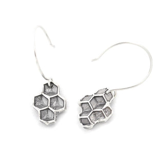 Honeycomb Cluster Earrings - Silver Earrings   2607 - handmade by Beth Millner Jewelry