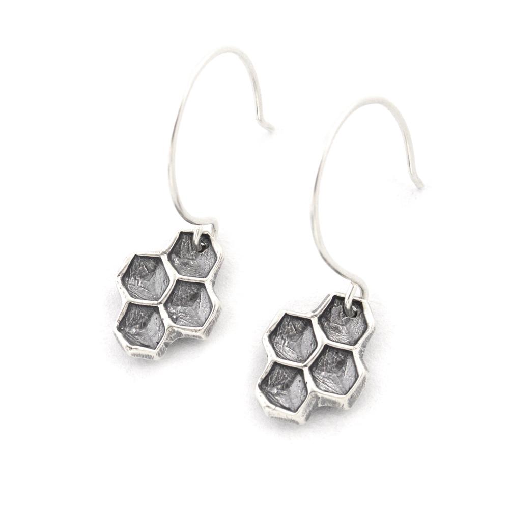 Honeycomb Cluster Earrings - Silver Earrings   2607 - handmade by Beth Millner Jewelry