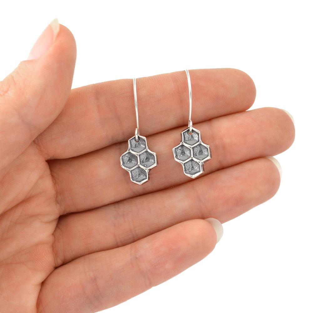 Honeycomb Cluster Earrings - Silver Earrings   2607 - handmade by Beth Millner Jewelry