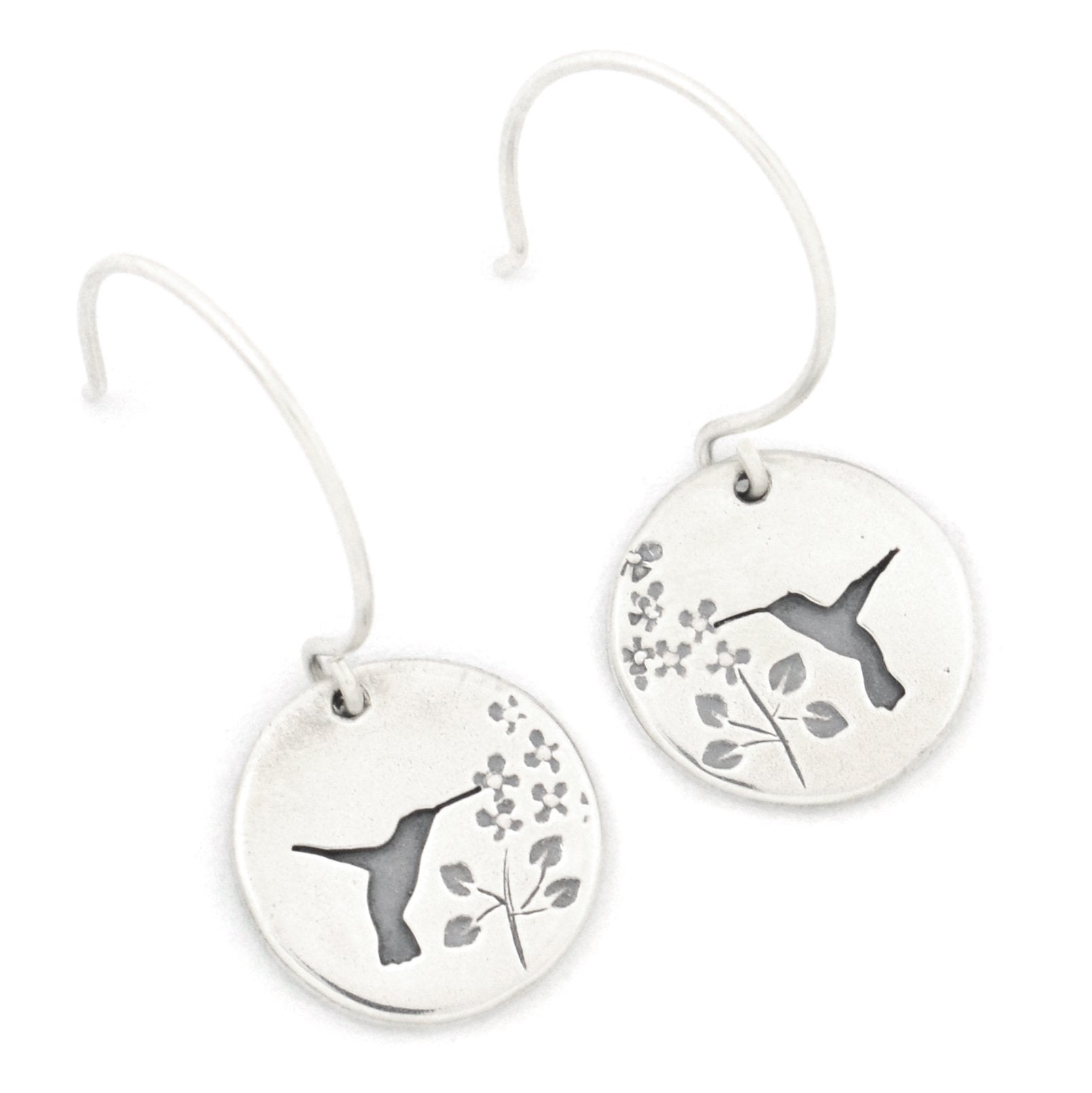 Hummingbird Garden Earrings - Silver Earrings   3698 - handmade by Beth Millner Jewelry