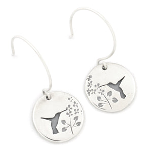 Hummingbird Garden Earrings - Silver Earrings   3698 - handmade by Beth Millner Jewelry