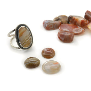 Lake Superior Agate Ring - Choose Your Own Stone - Ring  A. 14 x 16mm / Lake Superior Agate  B. 12mm / Lake Superior Agate 3218 - handmade by Beth Millner Jewelry