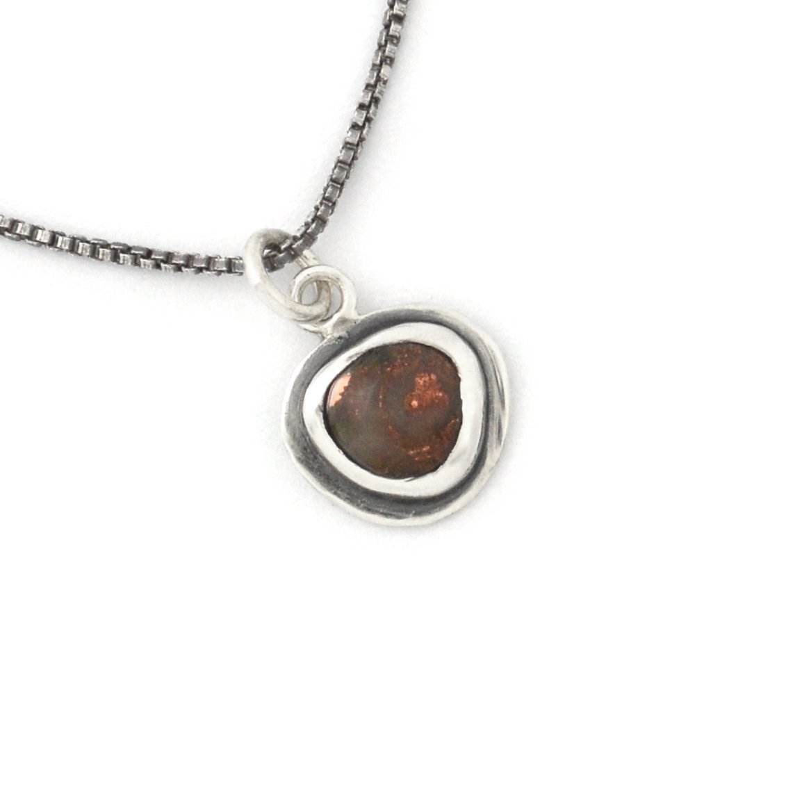 Lake Superior Copper Agate Drop Pendant No. 2 - Silver Pendant   3682 - handmade by Beth Millner Jewelry