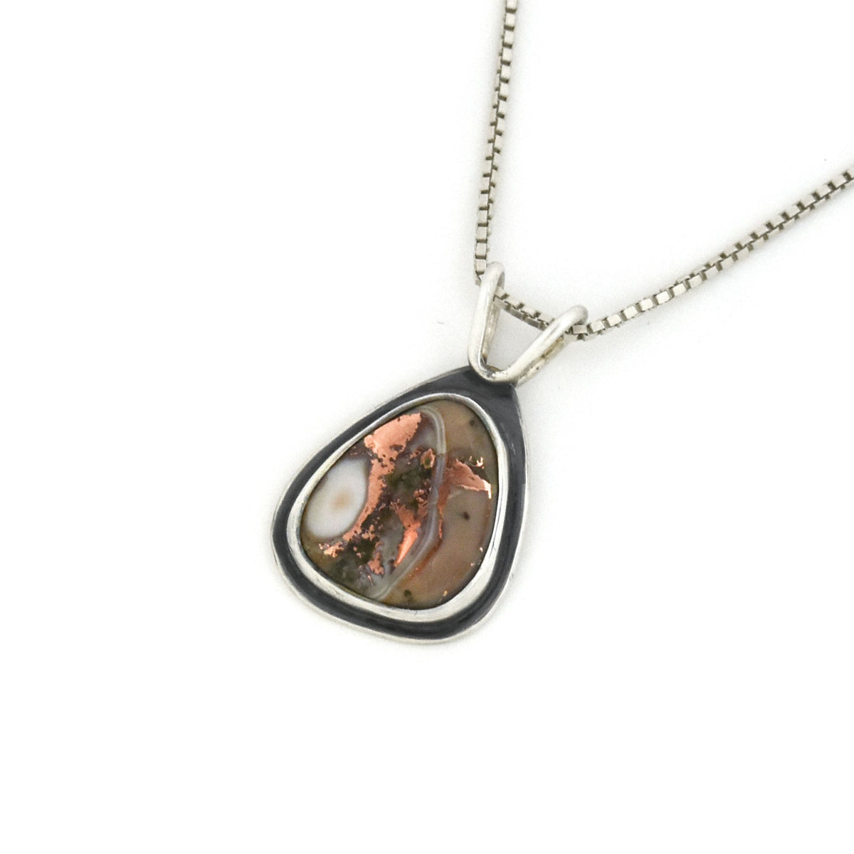 Lake Superior Copper Agate Drop Pendant No. 4 - Silver Pendant   5742 - handmade by Beth Millner Jewelry