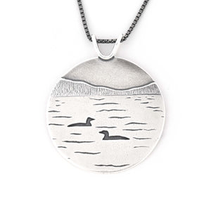 Loon Lake Pendant - Silver Pendant   5485 - handmade by Beth Millner Jewelry