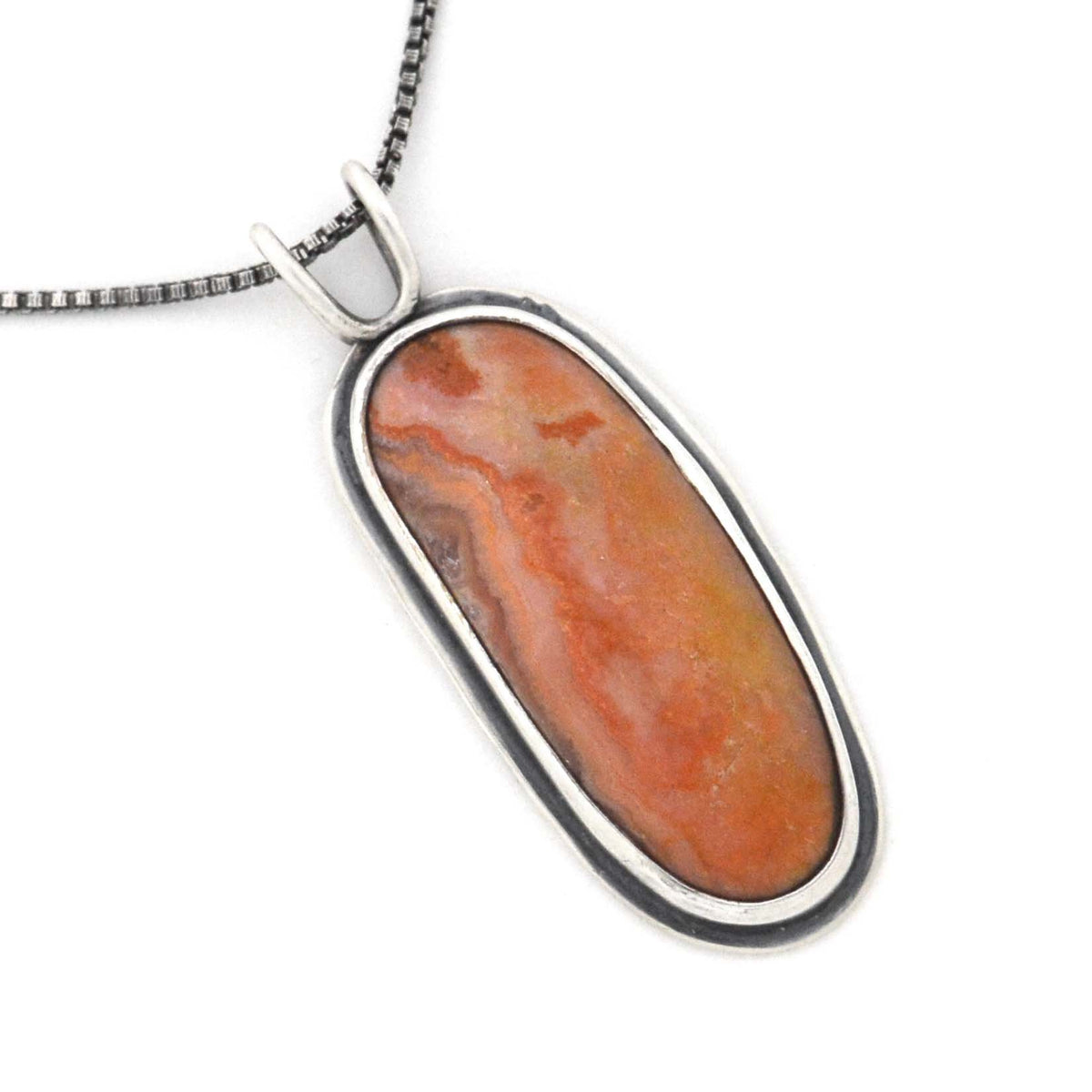 Marquette Lake Superior Agate Drop Pendant No. 1 - Silver Pendant   3783 - handmade by Beth Millner Jewelry