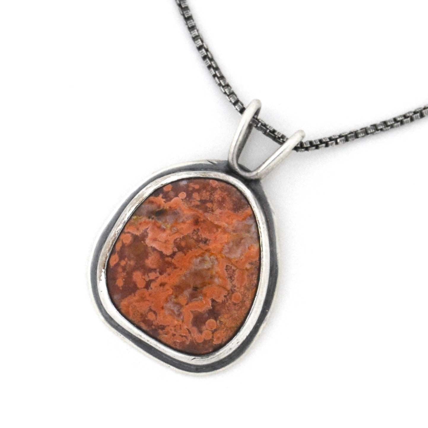 Marquette Lake Superior Agate Drop Pendant No. 3 - Silver Pendant   3776 - handmade by Beth Millner Jewelry