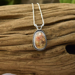 Marquette Lake Superior Agate Drop Pendant - Silver Pendant   6852 - handmade by Beth Millner Jewelry