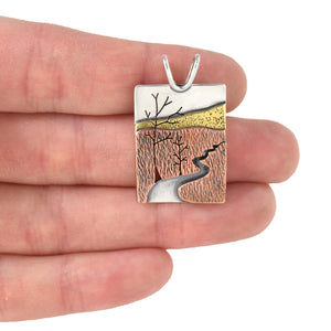 Meandering AuTrain River Pendant - Mixed Metal Pendant   2721 - handmade by Beth Millner Jewelry