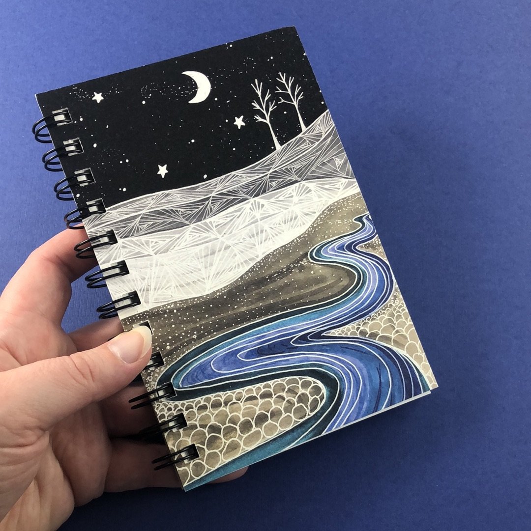 Meandering Midnight River Hemp Sketchbook - Tree Planted with Purchase - Artisan Goods   5608 - handmade by Beth Millner Jewelry
