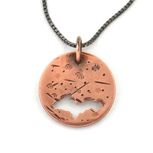 Medium Rugged Copper Upper Peninsula of Michigan Pendant - Copper Pendant   1024 - handmade by Beth Millner Jewelry