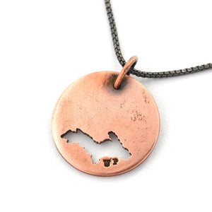 Medium Rugged Copper Upper Peninsula of Michigan Pendant - Copper Pendant   1024 - handmade by Beth Millner Jewelry