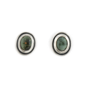 Michigan Greenstone Post Earrings No. 3 - Silver Earrings   6589 - handmade by Beth Millner Jewelry