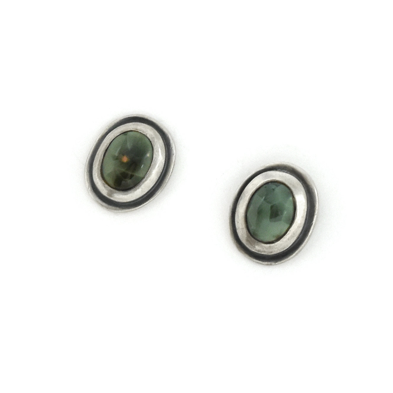 Michigan Greenstone Post Earrings No. 3 - Silver Earrings   6589 - handmade by Beth Millner Jewelry
