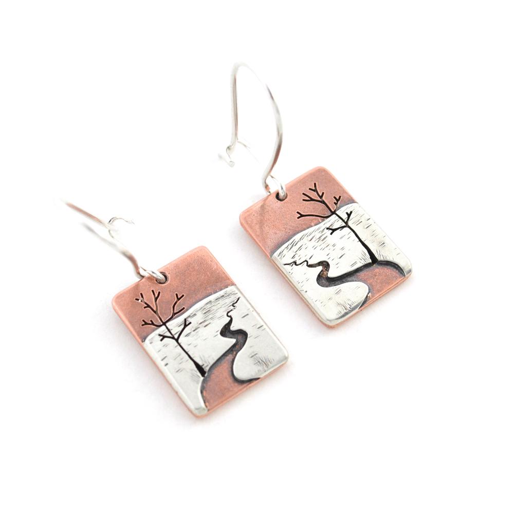 Mini Chocolay River Earrings - Mixed Metal Earrings   2741 - handmade by Beth Millner Jewelry
