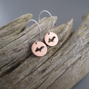 Mini Copper Upper Peninsula Earrings - Copper Earrings   2617 - handmade by Beth Millner Jewelry