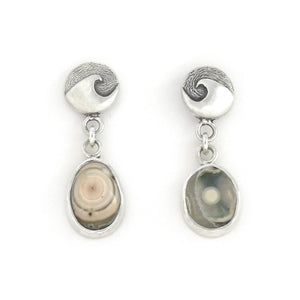 Mini Cresting Wave Agate Earrings - Silver Earrings   6585 - handmade by Beth Millner Jewelry