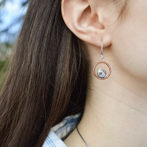 Mini Cresting Wave Hoop Earrings - Mixed Metal Earrings   3732 - handmade by Beth Millner Jewelry