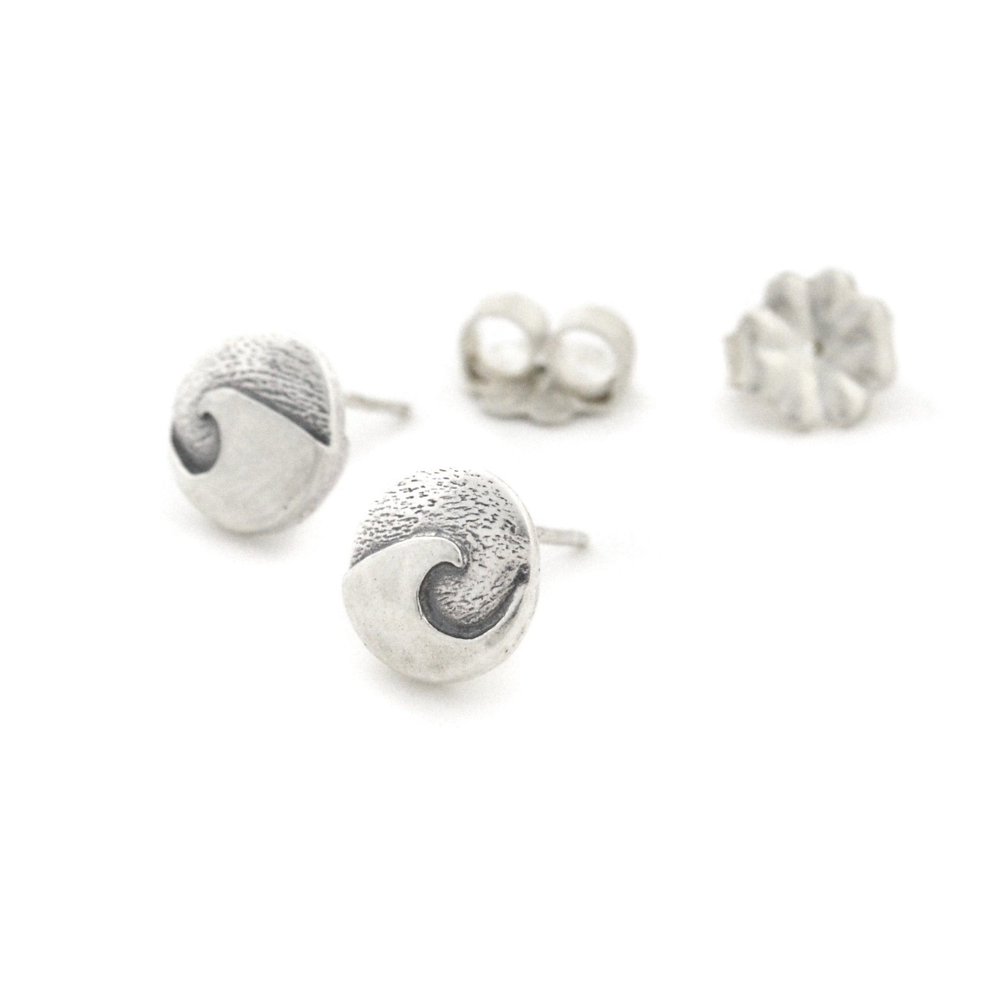 Mini Cresting Wave Post Earrings - Silver Earrings   3730 - handmade by Beth Millner Jewelry
