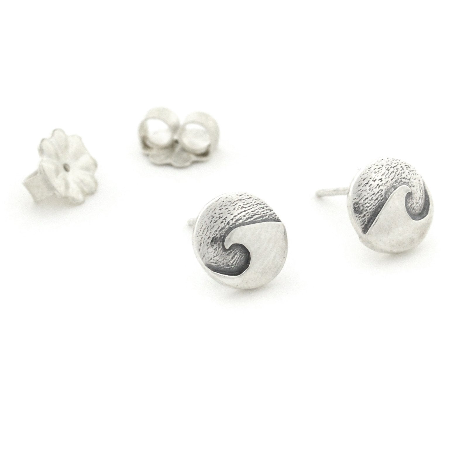 Mini Cresting Wave Post Earrings - Silver Earrings   3730 - handmade by Beth Millner Jewelry